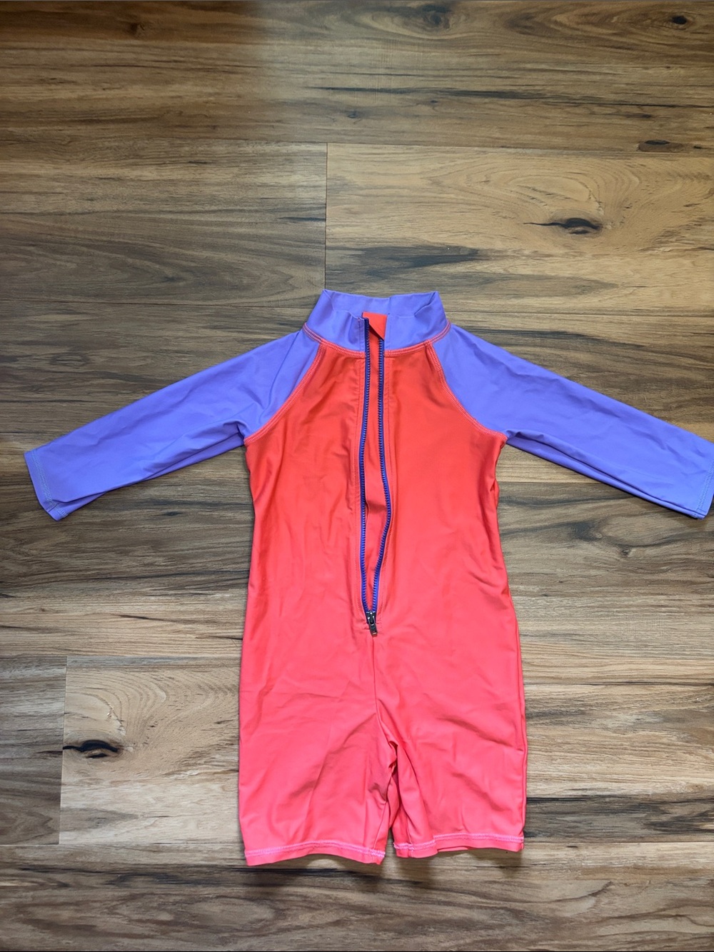 L.L. Bean Kids Coral Body Lavender Sleeve Zip-Front Rashguard